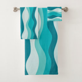 Eenvoudig blauw-oceaangolven - Abstract patroon | Bad Handdoek