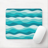 Eenvoudig blauw-oceaangolven - Abstract patroon | Muismat (Met muis)