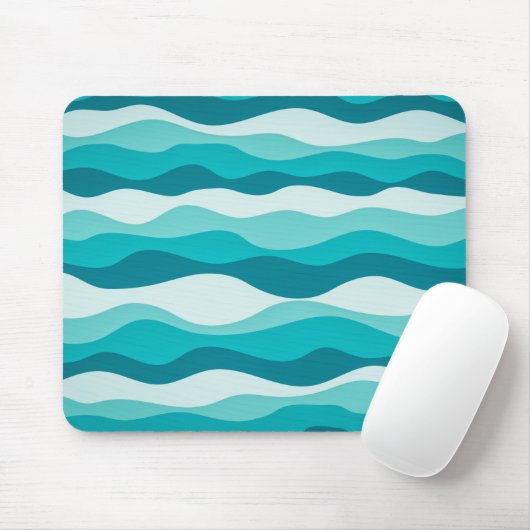 Eenvoudig blauw-oceaangolven - Abstract patroon | Muismat (Met muis)