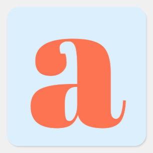 Eenvoudig Blauw Oranje Vet Retro Monogram Initiaal Vierkante Sticker
