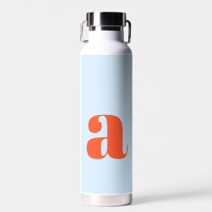 Eenvoudig Blauw Oranje Vet Retro Monogram Initiaal Waterfles