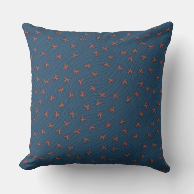 Eenvoudig blauw patroon kussen A (Voorkant)