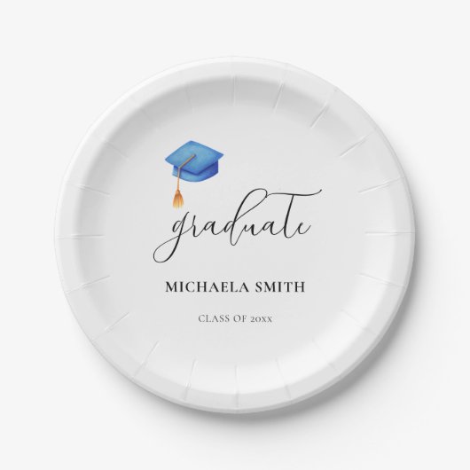 Eenvoudig blauw Pet script middelbare school Afstu Papieren Bordje (Voorkant)