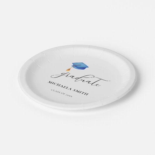 Eenvoudig blauw Pet script middelbare school Afstu Papieren Bordje (Gekanteld)