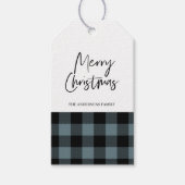 Eenvoudig Blauw Plaid & Merry Christmas Gift Label Cadeaulabel (Voorkant)