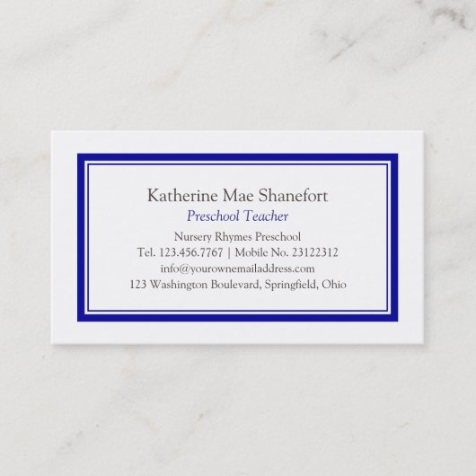 Eenvoudig blauw professioneel Visitekaartje (Voorkant)