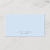 Eenvoudig blauw, raad hoeveel Baby shower er in he Informatiekaartje (Achterkant)