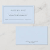 Eenvoudig blauw, raad hoeveel Baby shower er in he Informatiekaartje (Voorkant / Achterkant)