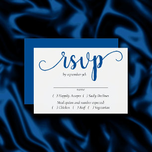 Eenvoudig blauw script   Cerulean Azure Entree Cho RSVP Kaartje