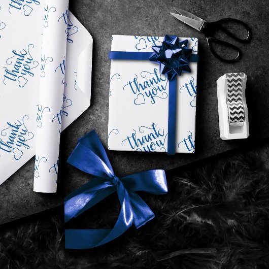 Eenvoudig blauw script | Cerulean Bloeiende Douche Cadeaupapier