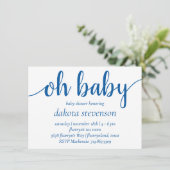 Eenvoudig blauw script | Cerulean OH Baby shower Kaart (Staand voorkant)