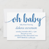 Eenvoudig blauw script | Cerulean OH Baby shower Kaart (Voorkant)