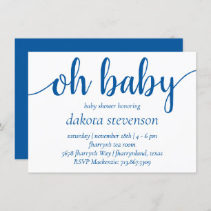Eenvoudig blauw script Cerulean OH Baby shower Kaart