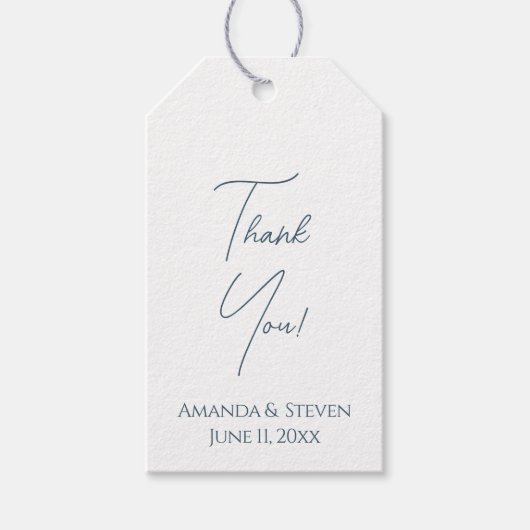 Eenvoudig blauw script Dank u bruiloft Cadeaulabel (Voorkant)