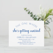 Eenvoudig blauw script | Een waar ze gaat trouwen Kaart (Staand voorkant)