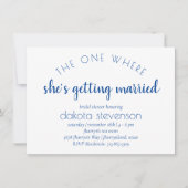 Eenvoudig blauw script | Een waar ze gaat trouwen Kaart (Voorkant)
