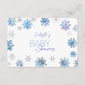 Eenvoudig Blauw Sneeuwvlok Baby shower Boek Aanvra Informatiekaartje (Achterkant)