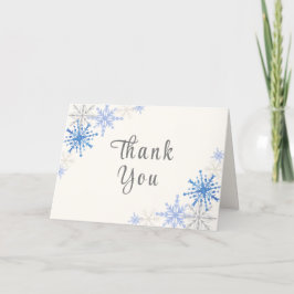 Eenvoudig Blauw Sneeuwvlokken Winter Baby shower Bedankkaart