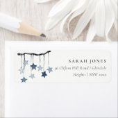 Eenvoudig blauw Star mobiel Baby shower adres Etiket (Insitu)