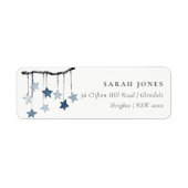 Eenvoudig blauw Star mobiel Baby shower adres Etiket (Voorkant)