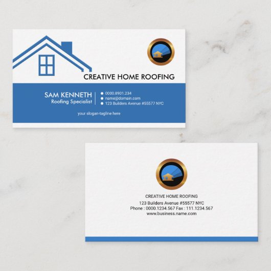 Eenvoudig blauw startscherm van elegant stijlvolle visitekaartje (Voorkant / Achterkant)
