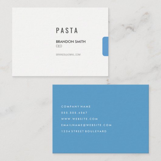 Eenvoudig / blauw tabblad visitekaartje (Voorkant / Achterkant)