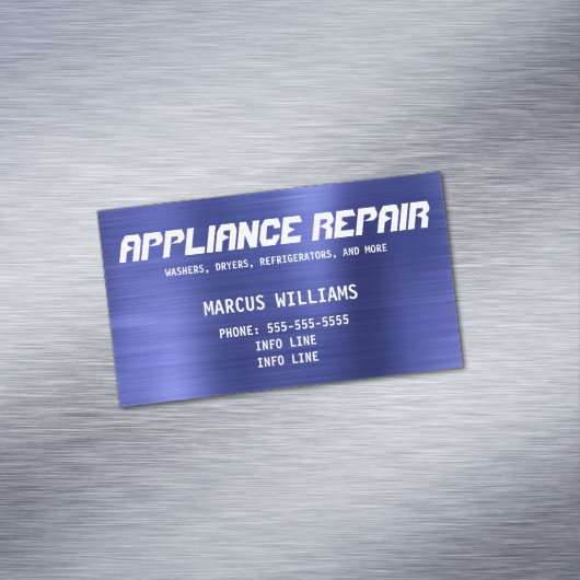 Eenvoudig blauw toestel reparatie magnetisch visitekaartje (Voorbeeld)