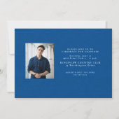 Eenvoudig blauw tweed lijst classic foto afstudere aankondiging (Achterkant)