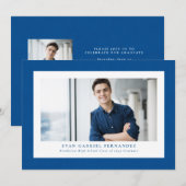 Eenvoudig blauw tweed lijst classic foto afstudere aankondiging (Voorkant / Achterkant)