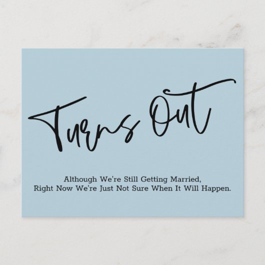 Eenvoudig blauw uitgestelde trouwaankondiging briefkaart (Voorkant)