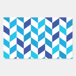 Eenvoudig blauw visgraatpatroon rechthoekige sticker