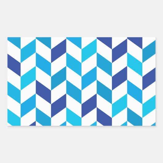 Eenvoudig blauw visgraatpatroon rechthoekige sticker (Voorkant)