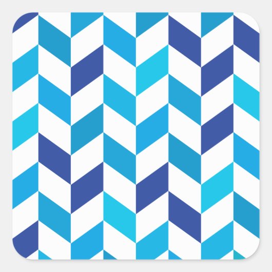 Eenvoudig blauw visgraatpatroon vierkante sticker (Voorkant)