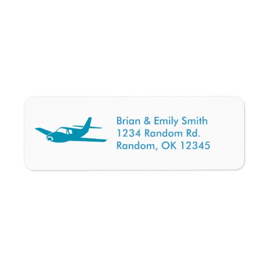 Eenvoudig blauw-vliegtuigretouradreslabels etiket (Voorkant)