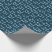 Eenvoudig blauw vrolijk kerstinpakpapier cadeaupapier (Hoek)