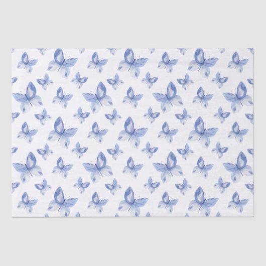 Eenvoudig blauw Waterverf vlinderpatroon Tissuepapier (Voorkant)