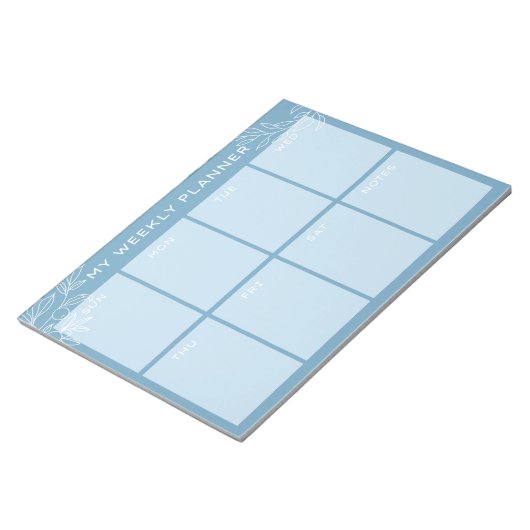 Eenvoudig blauw weekplanner notitieblok (Schuin)