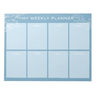 Eenvoudig blauw weekplanner notitieblok