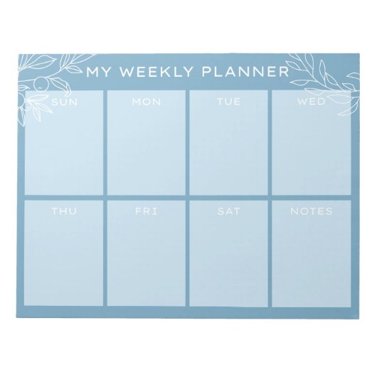 Eenvoudig blauw weekplanner notitieblok (Voorkant)