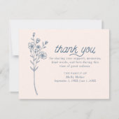 Eenvoudig blauw Wildflower Sympathie Dank u Noteca Bedankkaart (Voorkant)
