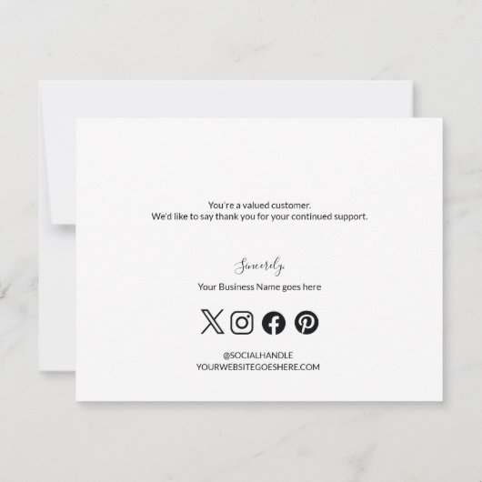 Eenvoudig blauw Wit Bedrijf Sociale Dank u Bedankkaart (Achterkant)
