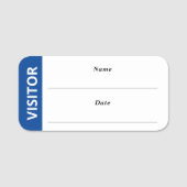 Eenvoudig blauw wit bezoekersbadge naamplaatje (Voorkant)