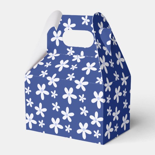Eenvoudig Blauw Wit Bloemen Daisy Pattern Schattig Bedankdoosjes (Voorkant Zijde)