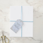 Eenvoudig Blauw Wit Bloemen Script Boy Baby shower Cadeaulabel (Met Touw)