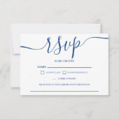 Eenvoudig blauw wit bruiloft rsvp monogram kaartje (Voorkant)