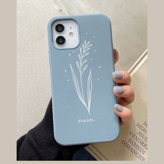 Eenvoudig Blauw Wit Esthetisch Bloemmotief Geperso Case-Mate iPhone Case