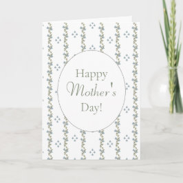 Eenvoudig blauw & wit geschilderd Happy Mothers Da Kaart