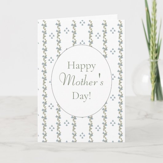 Eenvoudig blauw & wit geschilderd Happy Mothers Da Kaart (Voorkant)