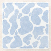 Eenvoudig Blauw Wit Grote Koe Vlekken Dierenpatroo Glazen Onderzetter (Voorkant)