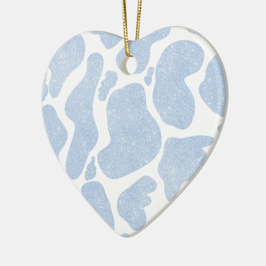 Eenvoudig Blauw Wit Grote Koe Vlekken Dierenpatroo Keramisch Ornament (Links)